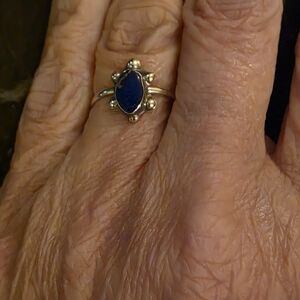 Sterling Silver Ring with Deep Blue Stone